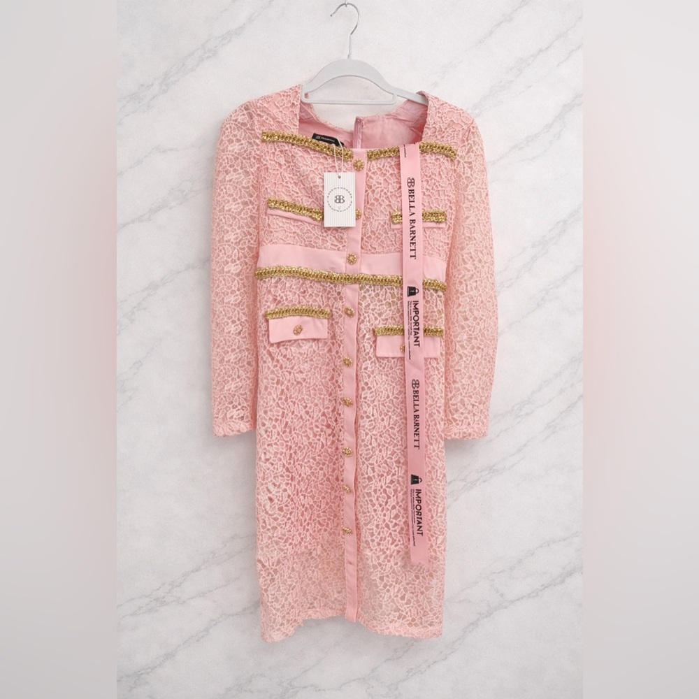 NWT Bella Barnett Elegant Pink Long Sleeve Dress
